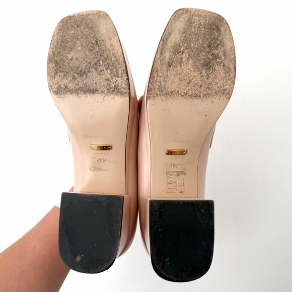 GUCCI || Houdan Blush Leather Horsebit Loafer Pumps Block Heel EU 40.5 - Picture 16 of 16